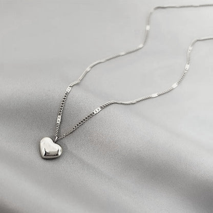 1pcs Gold-color Necklace Ms Simple Fashion Peach Heart Necklaces for women Engraved Love Collarbone Chain Holiday Jewelry Gifts