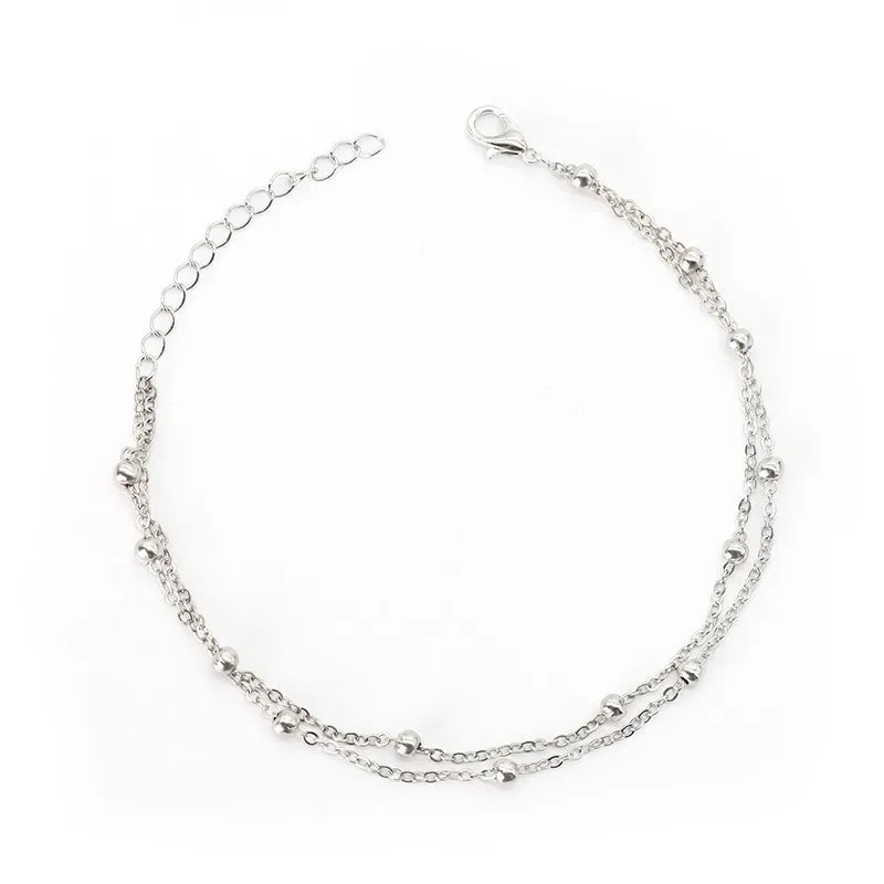 Double Layer Beaded Bracelet Women’s Gold Chain Jewelry