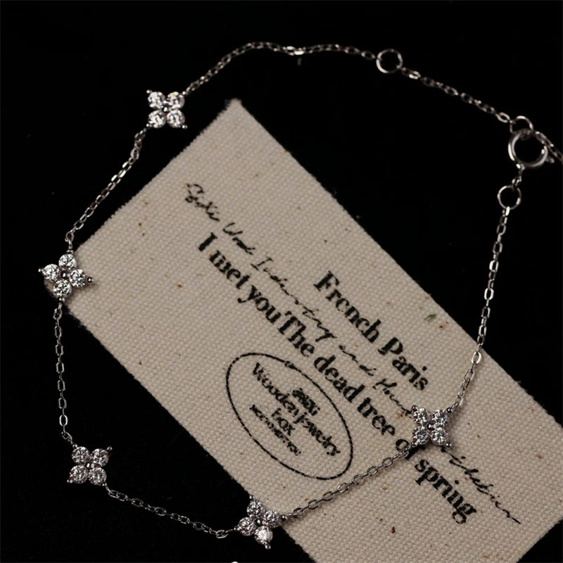 Crystal Flower Stainless Steel Bracelet Korean Fashion Jewelry for Women