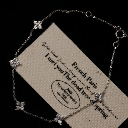 Crystal Flower Stainless Steel Bracelet Korean Fashion Jewelry for Women