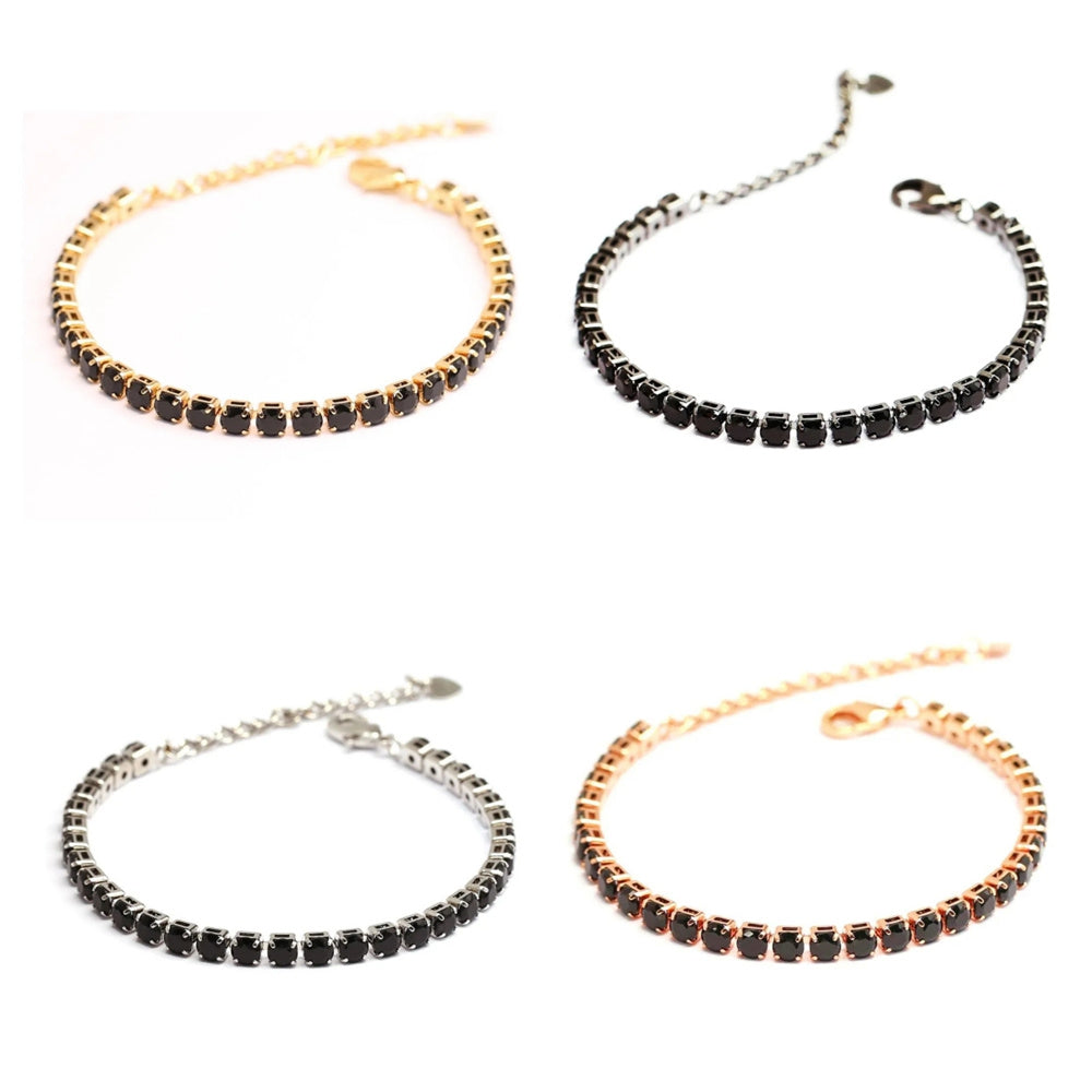 Unisex Punk Link Chain Bracelet Stainless Steel & Zircon Tennis Design
