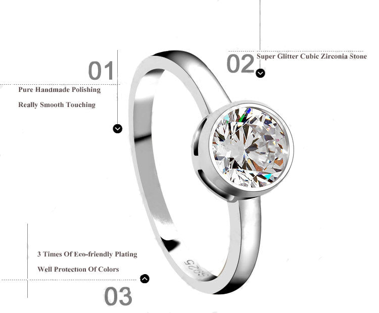 925 Sterling Silver CZ Round Ring Women’s Wedding & Bridal Jewelry