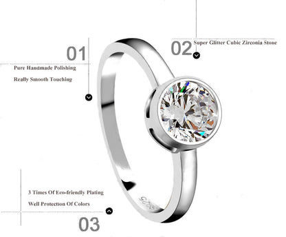 925 Sterling Silver CZ Round Ring Women’s Wedding & Bridal Jewelry