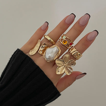 Ingemark Baroque Flower Pearl Open Ring Elegant Women’s Jewelry