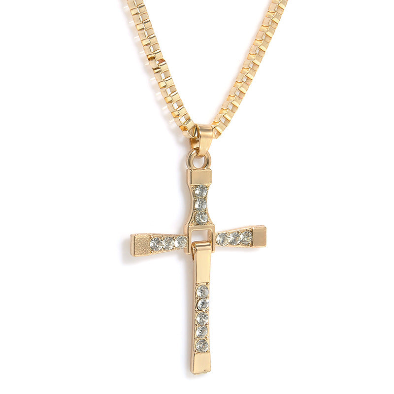Vin Diesel Dominic Toretto Crystal Cross Pendant Men’s Jewelry Gift