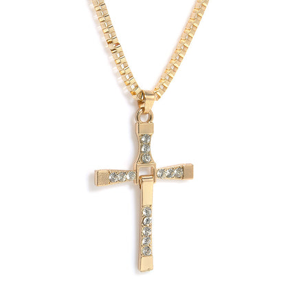 Vin Diesel Dominic Toretto Crystal Cross Pendant Men’s Jewelry Gift