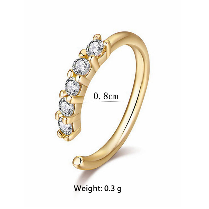 Single-Row Zircon Nose Stud Sparkling Fine Drill Pierced Nose Ring