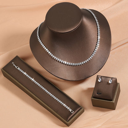 ZAKOL Water Drop Zirconia Jewelry Set Necklace, Earrings & Bracelet