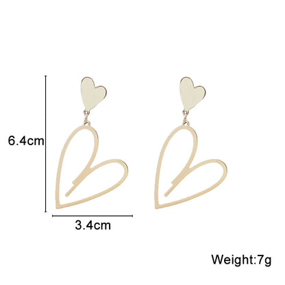 2025 New Trendy Heart Pendants Women's Hanging Earrings Double-layers Love Heart Dangle Earrings Lovely Bohemian Ear Jewelry