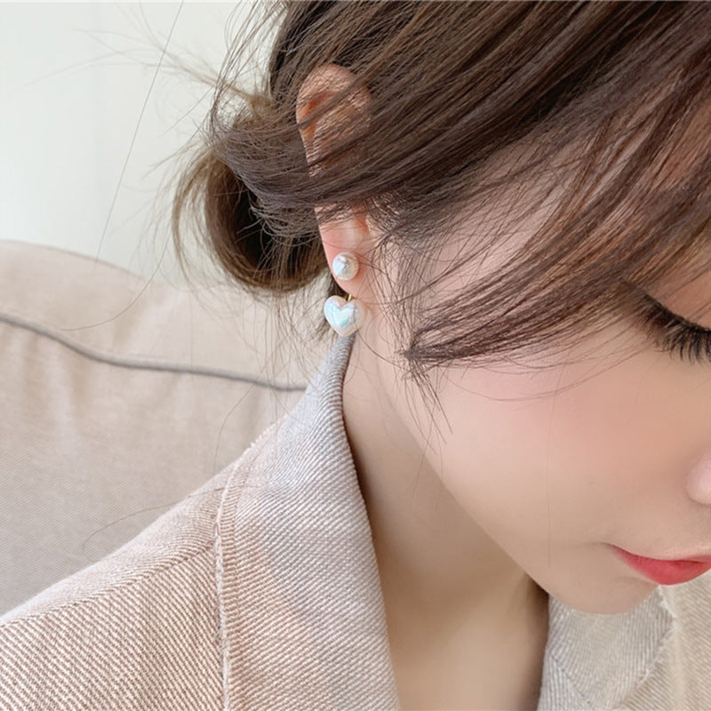 Heart & Round Pearl Stud Earrings Elegant Women’s Wedding Jewelry
