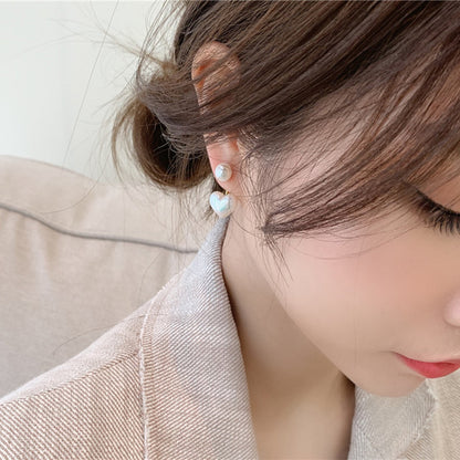 Heart & Round Pearl Stud Earrings Elegant Women’s Wedding Jewelry