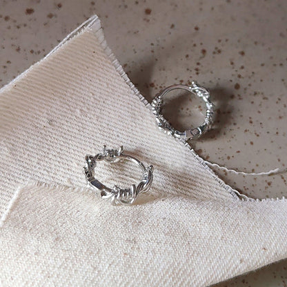 Punk Silver Color Thorns Hoops Earrings for Women Men Teens Ear Buckle New Fashion Trendy Party Jewelry Aesthetic Accessories