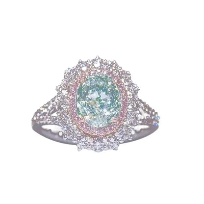 Luxury Silver Pink Zircon Multicolor Stone Ring for Women Wedding Jewelry