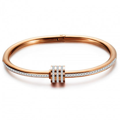 Gold-Plated Stainless Steel Wrap Bangle Luxury Handmade Crystal Bracelet
