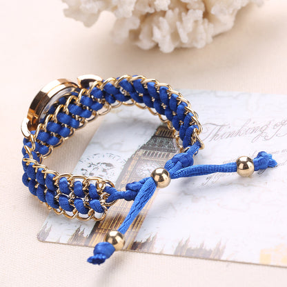 Personalized DIY Rhinestone Women's Bracelet Quartz Retractable Watch