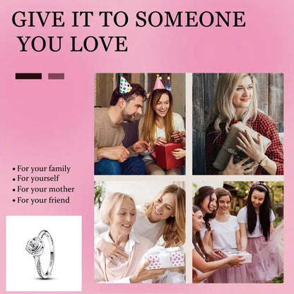 925 Sterling Silver Rose Flower Statement Ring for Women Party Jewelry