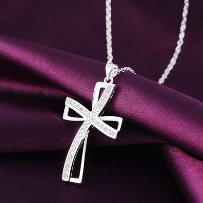 925 Sterling Silver Cross Pendant Necklace 45cm Women’s Jewelry