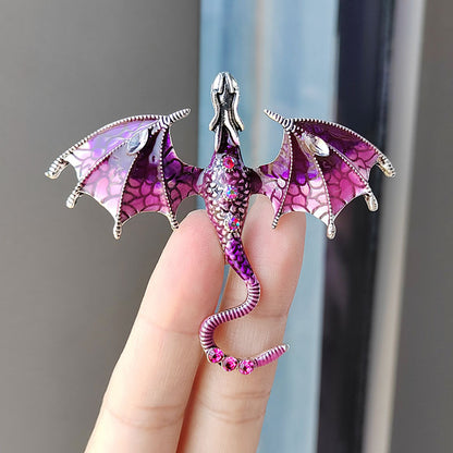 Enameled Dragon Brooch with Diamonds Custom Animal Pin Europe USA