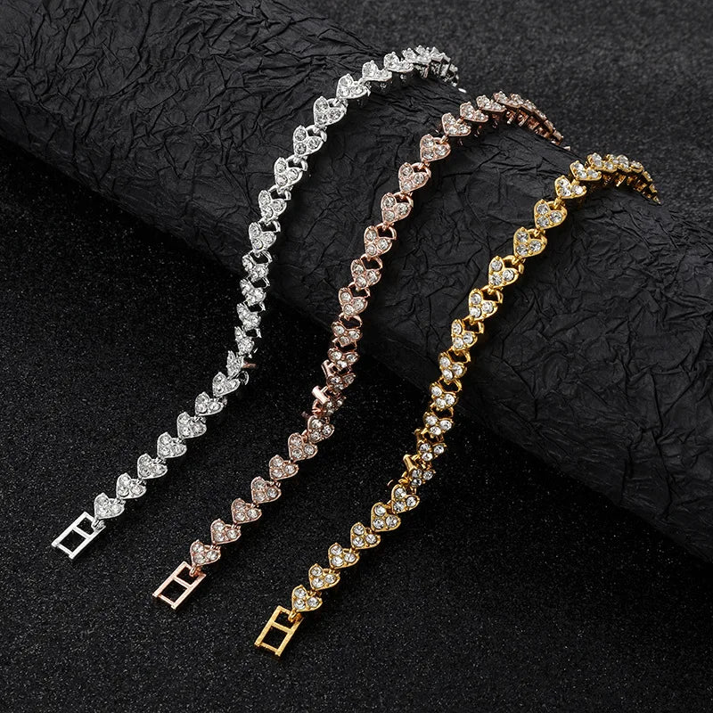 Luxury Roman Crystal Bracelet Rose Gold & Silver Jewelry for Women