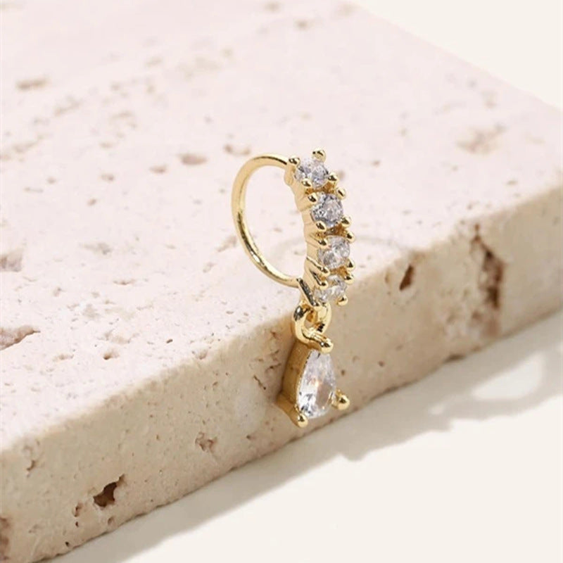 Crystal Zircon Nose Hoop for Women Dangling Septum & Cartilage Jewelry
