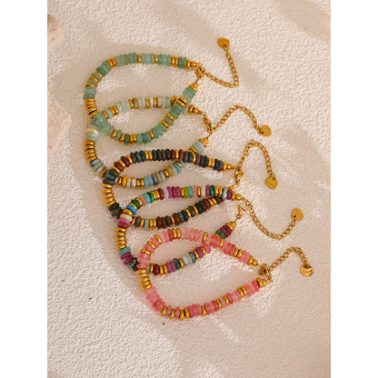 Handmade Colorful Stone Beads Bracelet Waterproof Y2K Trend Jewelry