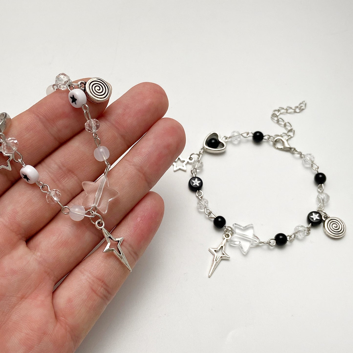 Y2K Beaded Couple Bracelets Heart & Star Handmade Friendship Jewelry