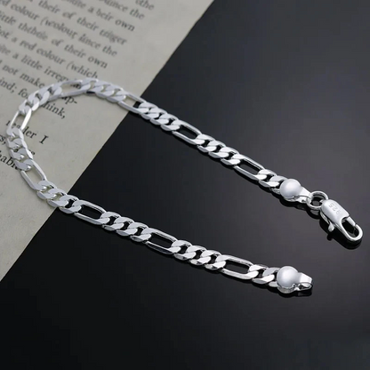 925 Sterling Silver 4MM Chain Charm Bracelet for Women Wedding Party Gift