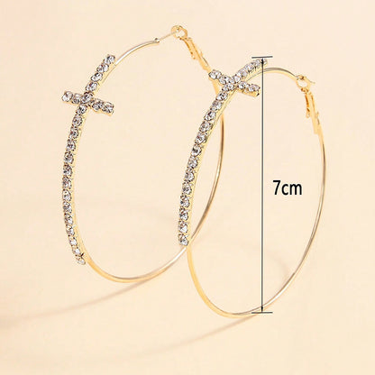 Obega Cross Hoop Earrings Gold & Silver Cubic Zircon Jewelry for Women