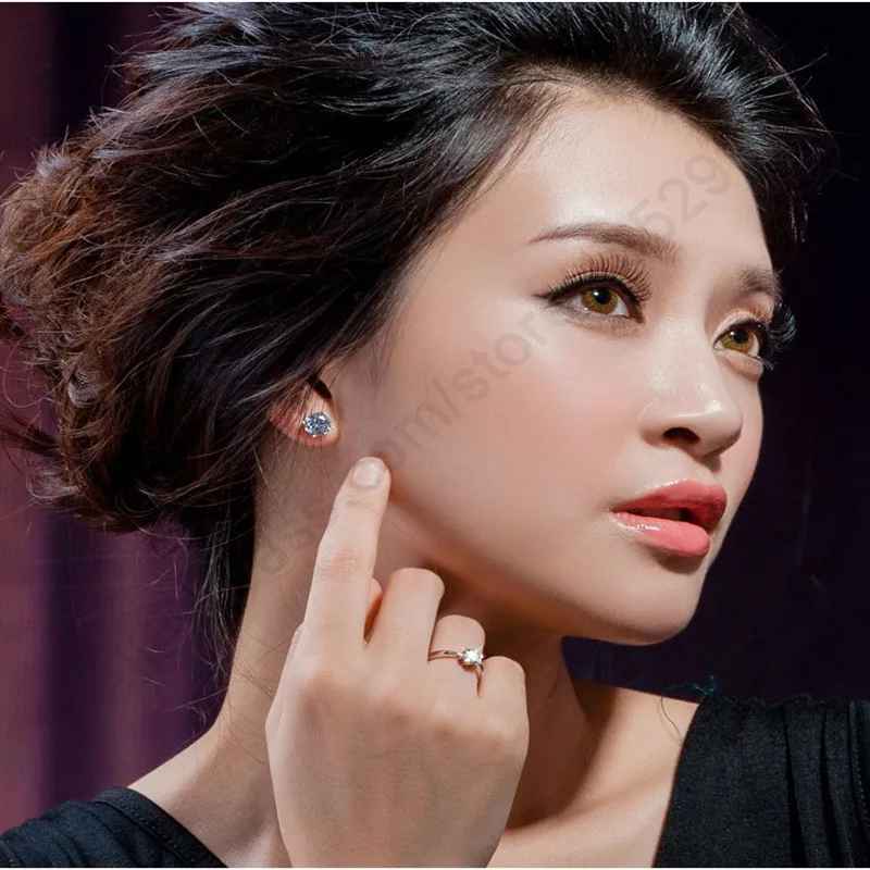 925 Sterling Silver Ring Crystal Cubic Zircon Wedding Jewelry