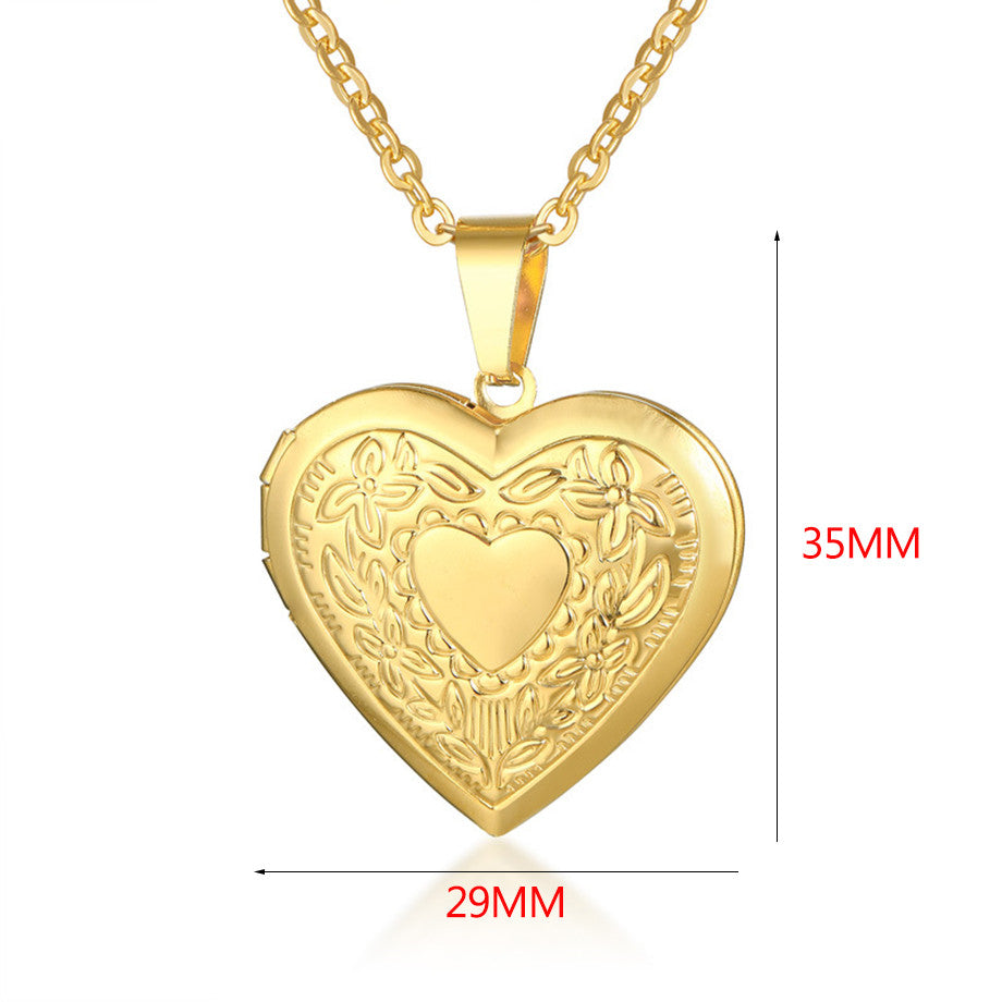 Romantic Heart Locket Pendant Necklaces For Women Silver Color Stainless Steel Photo Frame Valentine Lovers Jewelry Chokers Gift