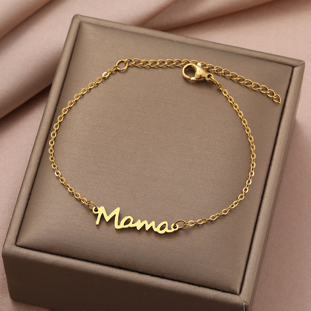 Stainless Steel Mama Letter Bracelet Fashion Charm Jewelry for Women