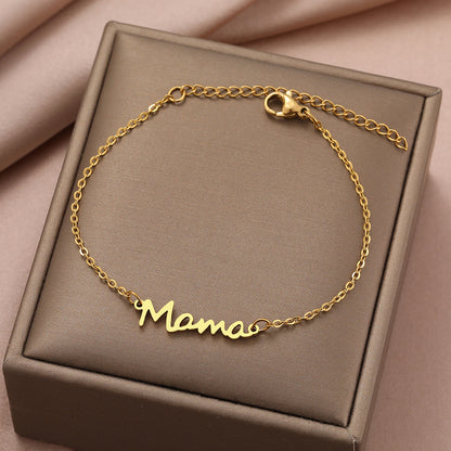 Stainless Steel Mama Letter Bracelet Fashion Charm Jewelry for Women