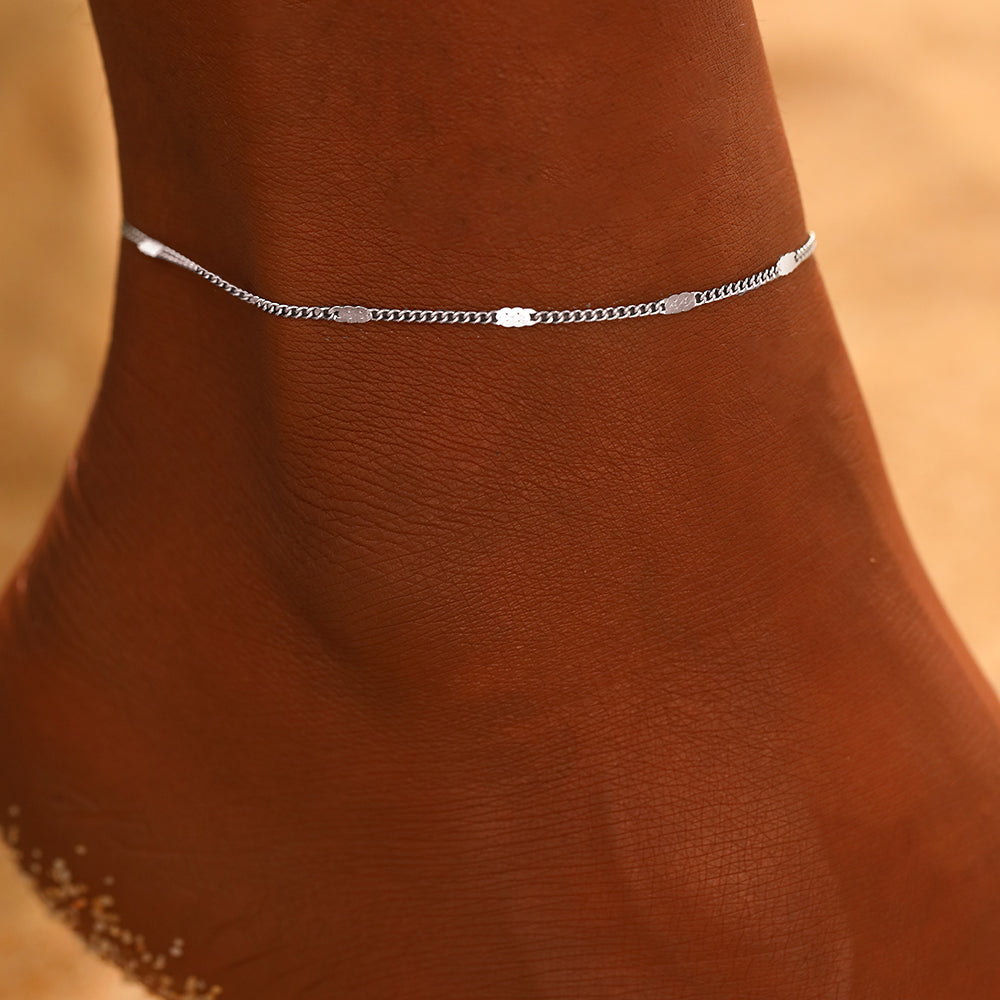 Stainless Steel Sequin Chain Anklet Luxury Women’s Jewelry & Party Gift