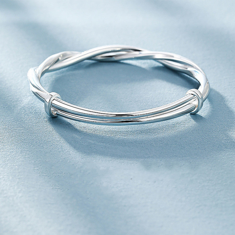 925 Sterling Silver Weave Bracelet for Women Adjustable Party Jewelry