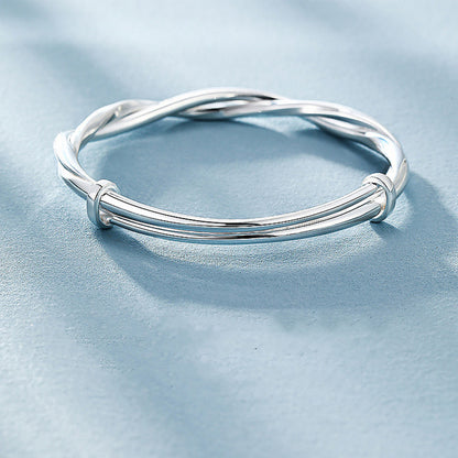 925 Sterling Silver Weave Bracelet for Women Adjustable Party Jewelry