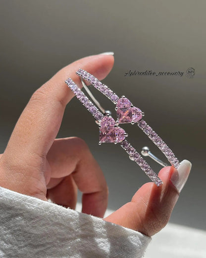 2-Piece Love Zircon Bracelets Versatile Trendy Women’s Accessories