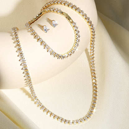 ZAKOL Water Drop Zirconia Jewelry Set Necklace, Earrings & Bracelet