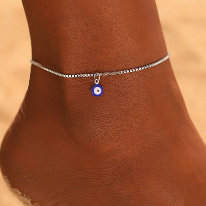Stainless Steel Blue Eye Anklet for Women Personalized Design
