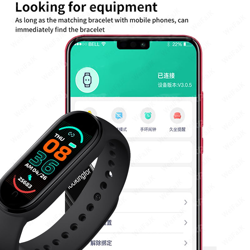 M6 Smart Watch Fitness Tracker, Heart & BP Monitor, Waterproof