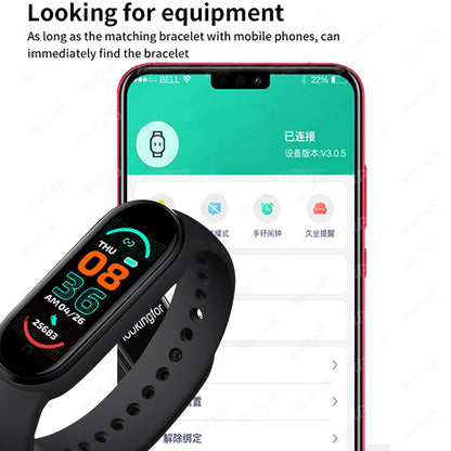 M6 Smart Watch Fitness Tracker, Heart & BP Monitor, Waterproof