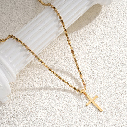 New Stainless Steel Cross Pendant Necklace for Men Women Minimalist Gold Color Jewelry Male Female Necklaces Chokers Gifts 2024