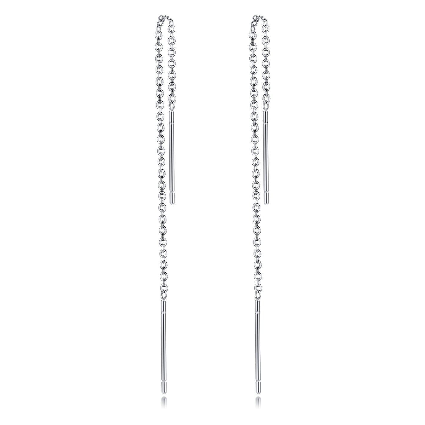 Long Threader Earrings for Women, Thin Linear Earring,Stainless Steel Chain Drop Ear Line , Fashion Korean Jewelry