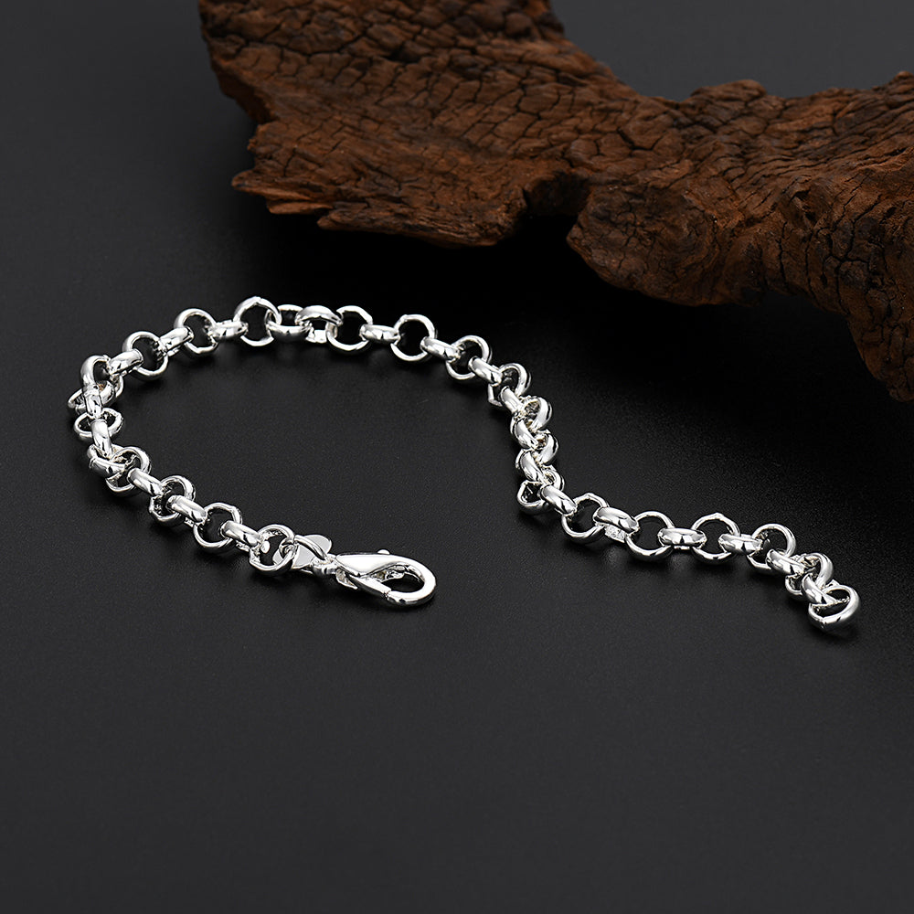 Cute Silver Chain Bracelet 4mm Circle Link Jewelry Gift for Wedding & Party