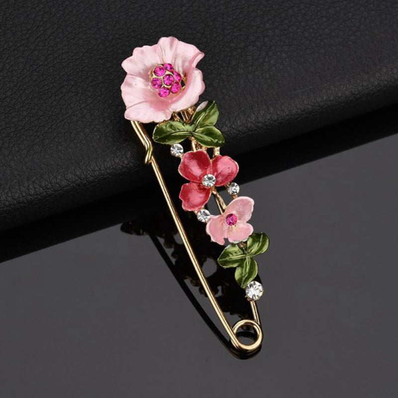 Elegant Flower Rhinestone Brooch Pin for Women