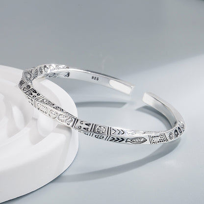925 Sterling Silver Geometric Open Bracelet Luxury Women’s Jewelry