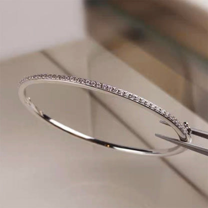 925 Sterling Silver Gold Diamond Bangle for Women Wedding Jewelry 6cm