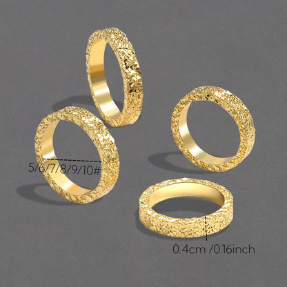 Stainless Steel 4mm Broken Ice Rings Women Size 5/6/7/8/9/10# Gold Color Bling Finger Ring Wedding Band Jewelry Girlfriend Gifts
