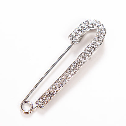 Large Safety Pin Brooch Vintage Crystal Rhinestone Pin for Women
