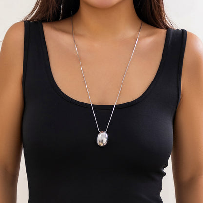 Long Chain Necklace with Elliptical Ball Pendant for Women