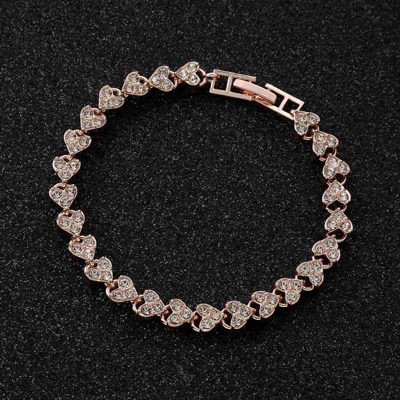 Luxury Roman Crystal Bracelet Rose Gold & Silver Jewelry for Women